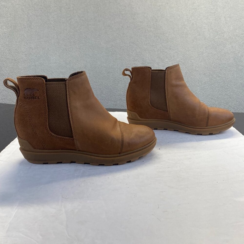 Sorel Brown Suede Ankle Boots Size 6.5 Classic Booties Pull On
